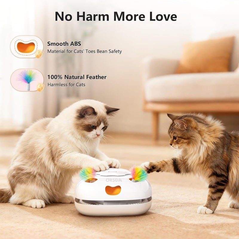 ORSDA Cat Exercise Toy, Interactive Cat Toys for Indoor Cats, 4-in-1 Whack-A-Mole, Hide & Seek, Magic Wand, Chasing Feather, Automatic Kitten Toys with 5Pcs DIY Replacement - Image 5