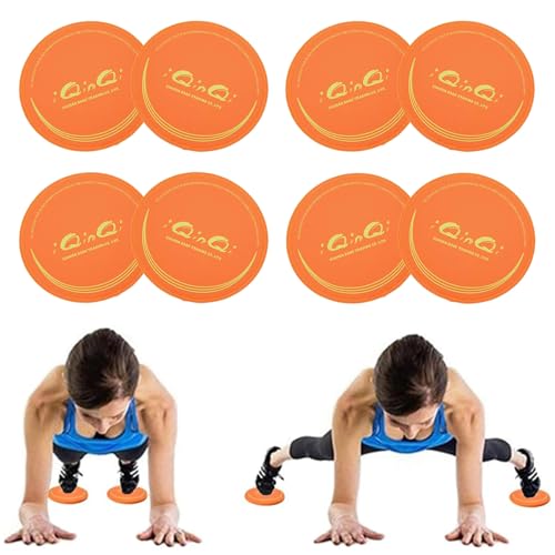 iQinQi Exercise Core Sliders for Working Out, Dual Sided Sliding Discs Use on Hardwood Floors, Workout Glider Discs Abdominal & Total Body Gym Exercise Equipment for Home (8Pcs Orange) - Image 3