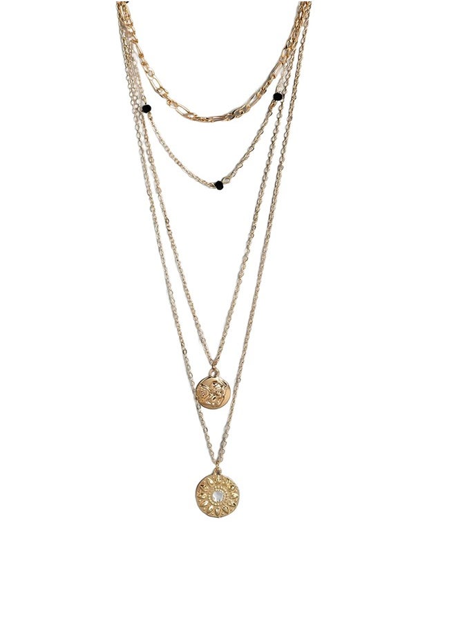 Just Peachy Just Peachy Gold-Plated Layered Necklace by Just Peachy – Elegant Multi-Layer Design – Premium Quality Finish – Adjustable Length – Perfect for Everyday Wear or Special Occasions  - Image 1