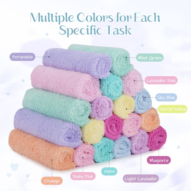 UNIMADE Baby Washcloths, 20 Pack Super Soft Microfiber Coral Fleece Wash Cloths, Extra Absorbent Baby Towels for Newborns, Infants and Toddlers, Gentle on Sensitive Skin for Face and Body - 7" Ã— 9" - Image 4