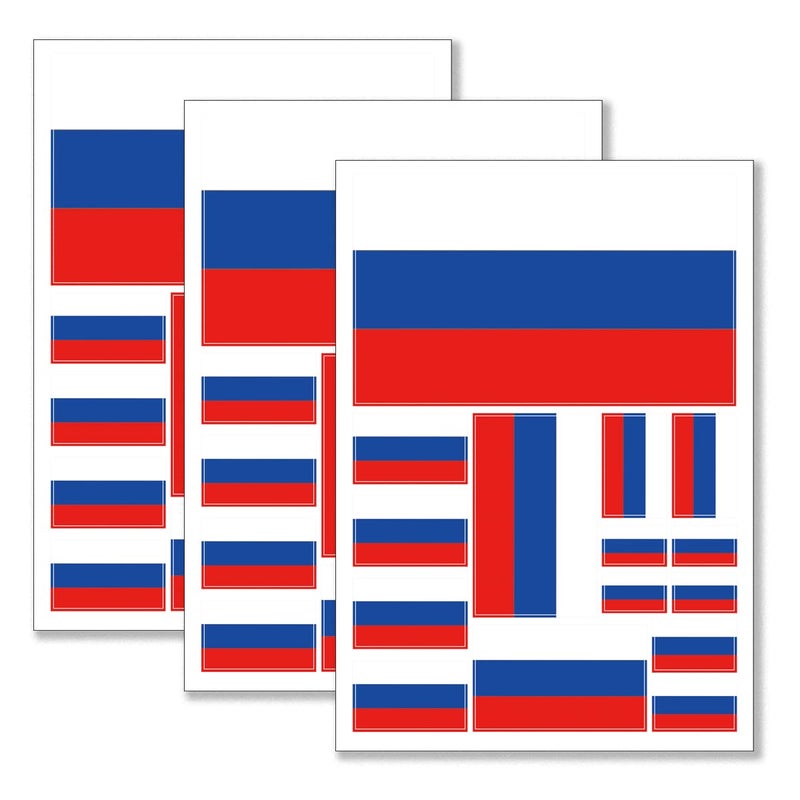 QQSD Russia Flag Sticker Russian Decal in Multiple Sizes 3 Pack 117 x 83 Inches