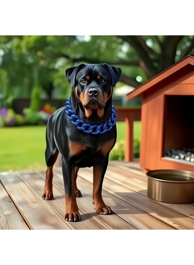 قلادة كلب هيب هوب زرقاء قابلة للتعديل بسلسلة بولي فينيل كلوريد هندسية للحيوانات الأليفة العصرية - Image 1