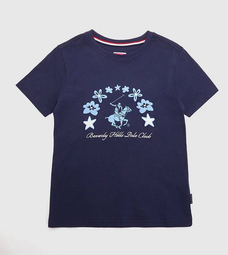 Girl's Printed Crew Neck T-Shirt