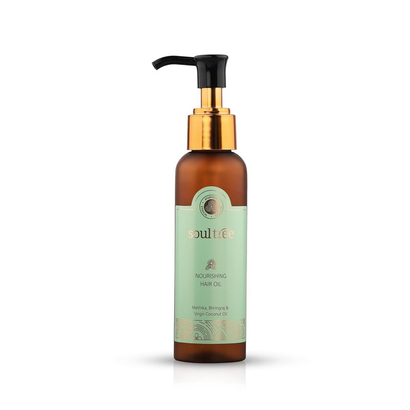 SoulTree Nourishing Hair Oil with Methika Bhringraj Virgin Coconut Hair Oil Suitable for All Hair Types 120ml - Image 1