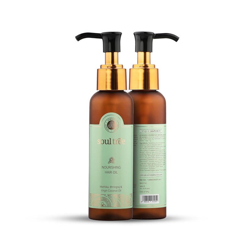 SoulTree Nourishing Hair Oil with Methika Bhringraj Virgin Coconut Hair Oil Suitable for All Hair Types 120ml - Image 5