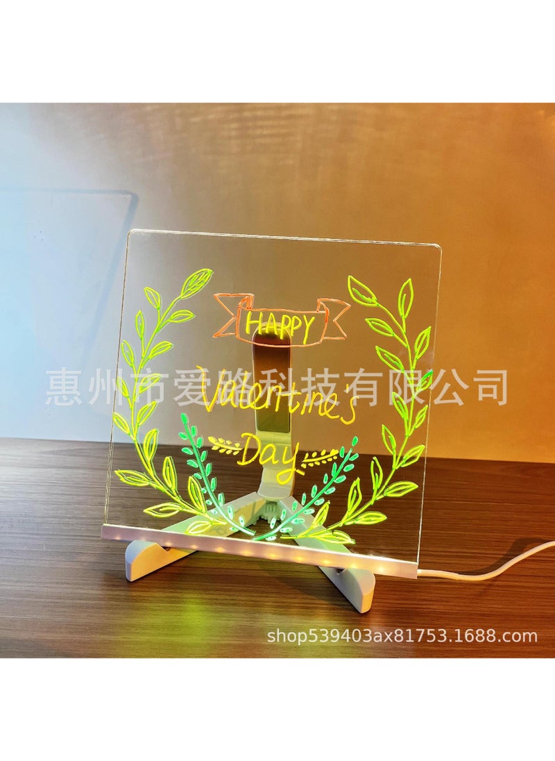 Generic diy erasable luminous acrylic transparent writing board message board small blackboard Billboard stall led fluorescent board  - Image 1