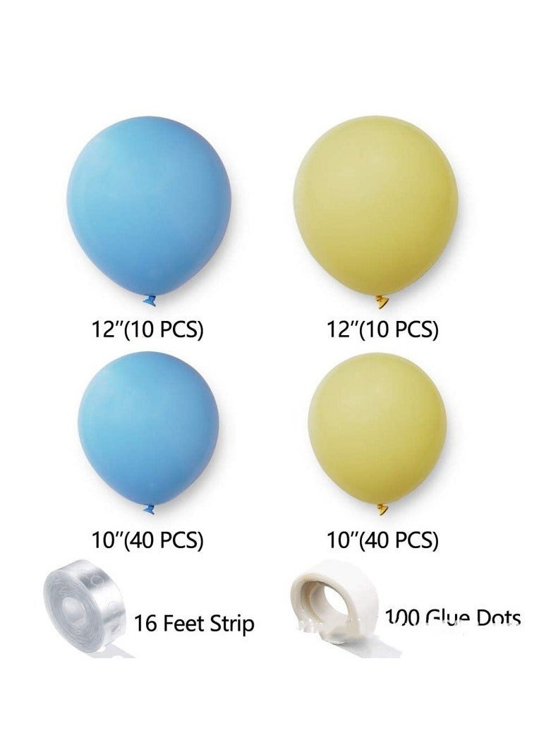 DUNISO 102 PCS Balloon Garland Arch Kit, Blue and Yellow Latex Balloons Set For Baby Wedding Birthday Party Background Decorations School Opening Ceremony - Image 4