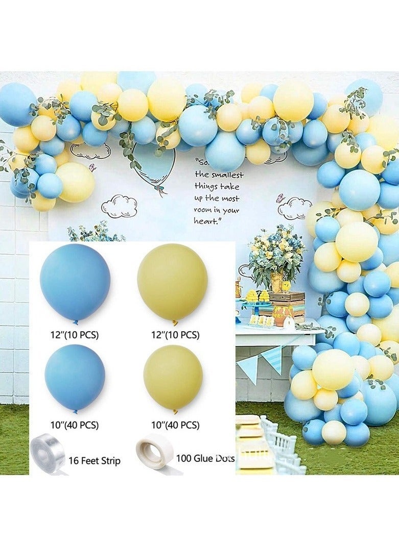 DUNISO 102 PCS Balloon Garland Arch Kit, Blue and Yellow Latex Balloons Set For Baby Wedding Birthday Party Background Decorations School Opening Ceremony - Image 2
