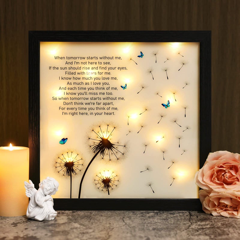 Fabuday Memorial Gifts LED Shadow Box - Sympathy Gifts for Loss of Mother, Father & Loved Ones - Dandelion Decor - Image 1