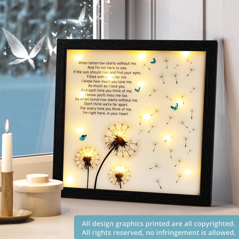 Fabuday Memorial Gifts LED Shadow Box - Sympathy Gifts for Loss of Mother, Father & Loved Ones - Dandelion Decor - Image 2