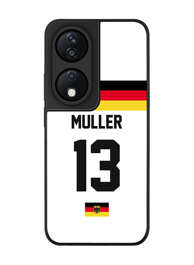 Stylizedd Rugged Black Edge Case for Honor X7b, Slim fit Case Flexible Anti Drop TPU Gel Thin Cover -  Football Team - Germany, Player Name - Muller - Image 1