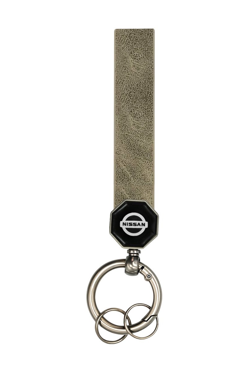 NISSAN Leather Keychain for nissan Cars – Premium Soft Strap with Metal Ring, 360° Rotating Hook, Double Screw Fixing, Portable Key Holder for Car and Home Use - - Image 2
