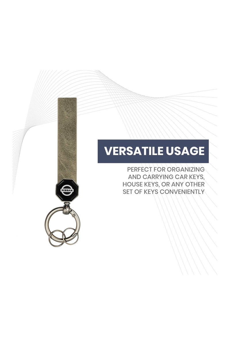 NISSAN Leather Keychain for nissan Cars – Premium Soft Strap with Metal Ring, 360° Rotating Hook, Double Screw Fixing, Portable Key Holder for Car and Home Use - - Image 5