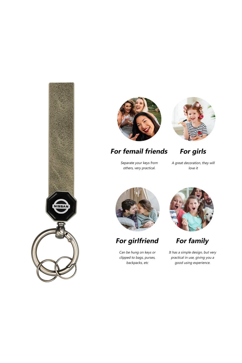 NISSAN Leather Keychain for nissan Cars – Premium Soft Strap with Metal Ring, 360° Rotating Hook, Double Screw Fixing, Portable Key Holder for Car and Home Use - - Image 4