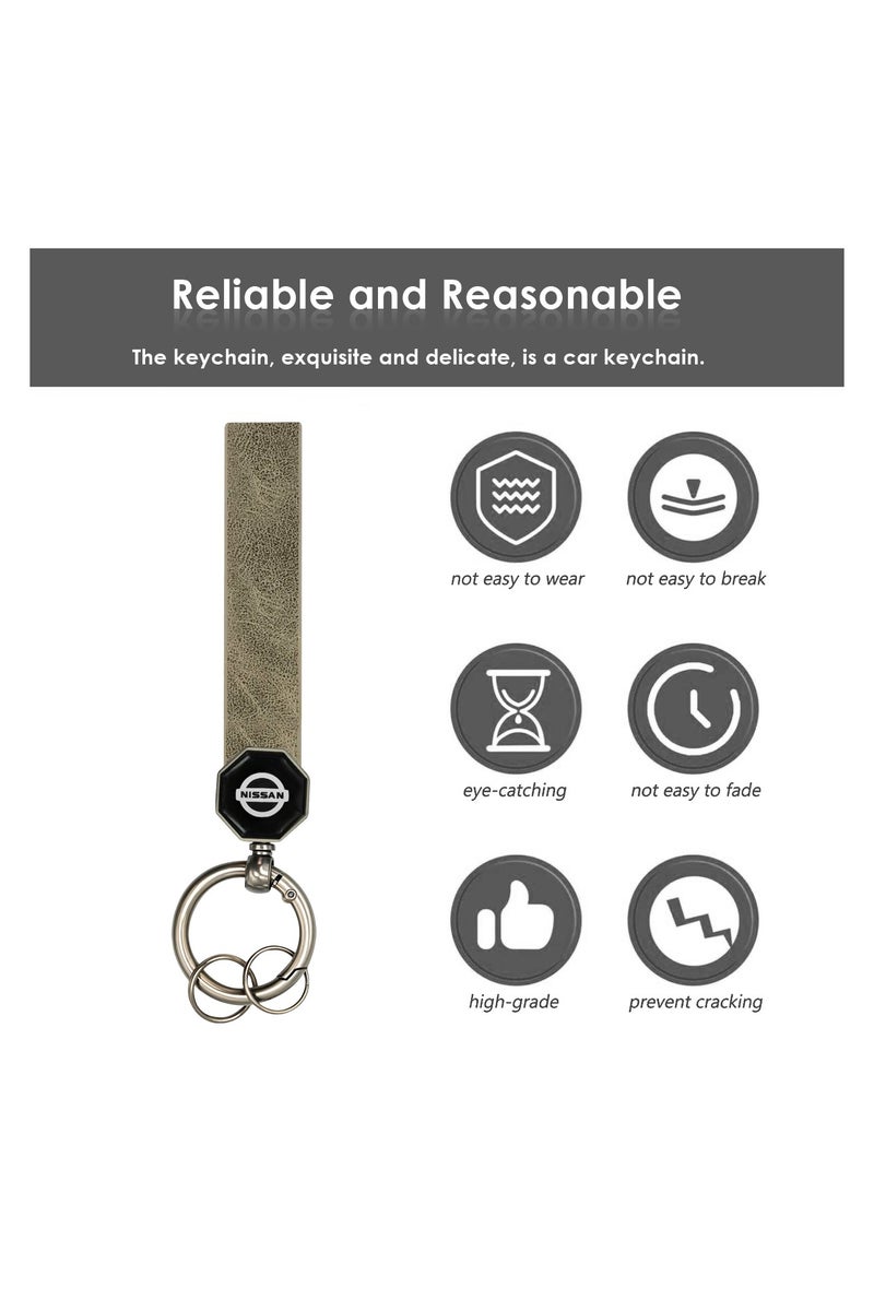 NISSAN Leather Keychain for nissan Cars – Premium Soft Strap with Metal Ring, 360° Rotating Hook, Double Screw Fixing, Portable Key Holder for Car and Home Use - - Image 3
