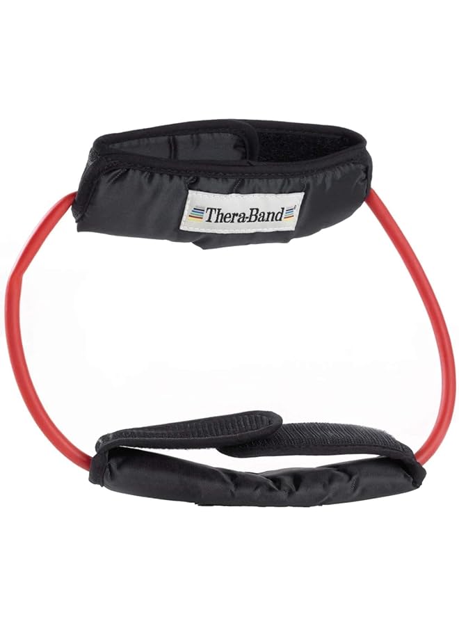 TheraBand Professional Latex Resistance Tubing with Handles For Physical Therapy Lower Pilates and Home Workout Includes Padded Cuffs 12 Inch - Image 1