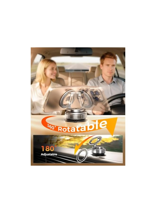 Green Tiger 2026 Upgraded Vacuum Magnetic Car Phone Holder 360° Reinforced 109+LBS Ultra Suction Cup Phone Mount for MagSafe Cell Phone Holders for Your Car/Gym/Mirror Mount for iPhone & Android, Silver - Image 3