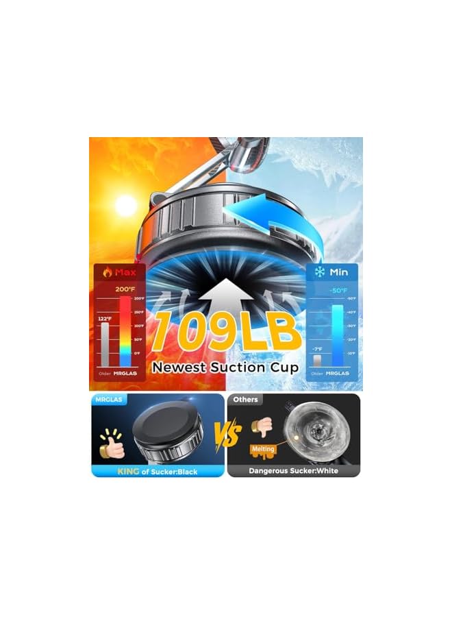 Green Tiger 2026 Upgraded Vacuum Magnetic Car Phone Holder 360° Reinforced 109+LBS Ultra Suction Cup Phone Mount for MagSafe Cell Phone Holders for Your Car/Gym/Mirror Mount for iPhone & Android, Silver - Image 2