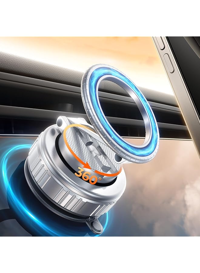 Green Tiger 2026 Upgraded Vacuum Magnetic Car Phone Holder 360° Reinforced 109+LBS Ultra Suction Cup Phone Mount for MagSafe Cell Phone Holders for Your Car/Gym/Mirror Mount for iPhone & Android, Silver - Image 1