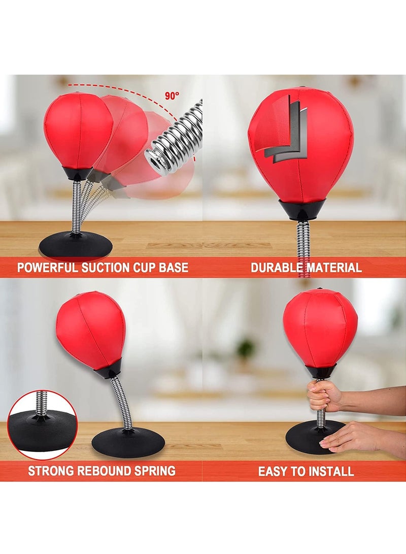 Generic Desktop Punching Bag Mini Punching Bag with Stand Heavy Duty Stress Relief Ball Stress Buster Desktop Punch Bag with Suction Cup PU Leather Punching Bag for Kids and Adults - Image 4