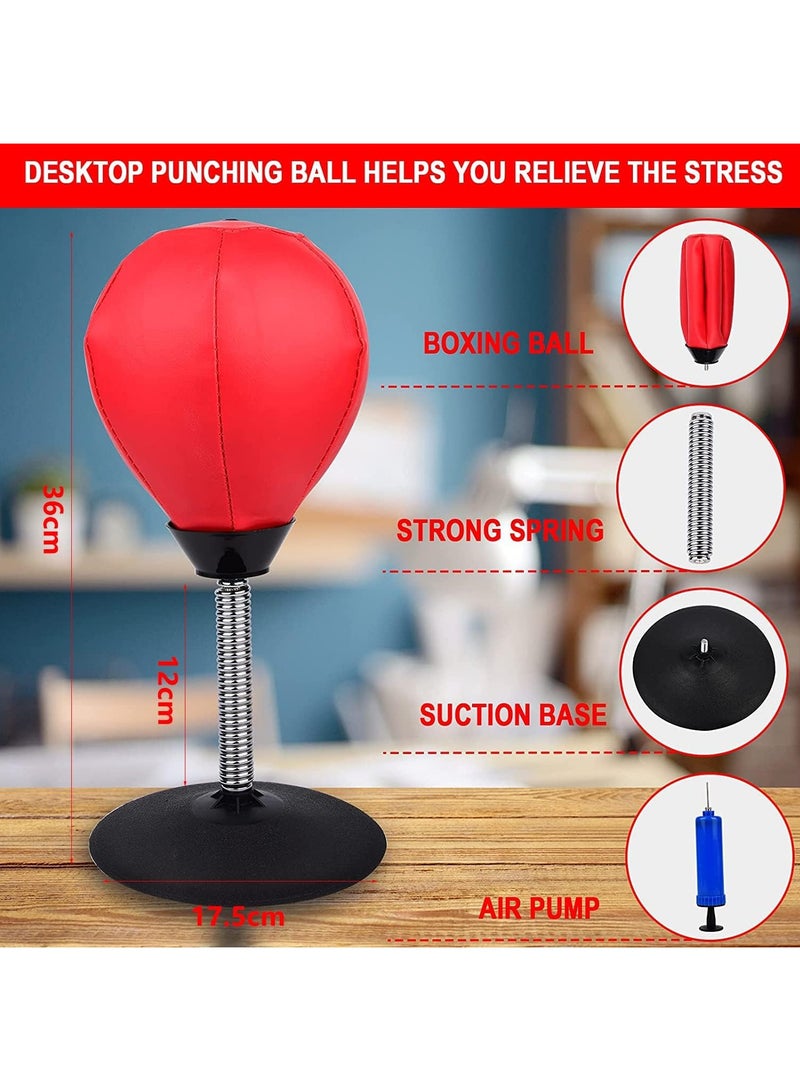 Generic Desktop Punching Bag Mini Punching Bag with Stand Heavy Duty Stress Relief Ball Stress Buster Desktop Punch Bag with Suction Cup PU Leather Punching Bag for Kids and Adults - Image 5