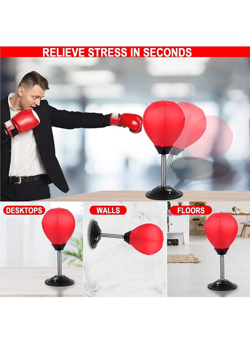Generic Desktop Punching Bag Mini Punching Bag with Stand Heavy Duty Stress Relief Ball Stress Buster Desktop Punch Bag with Suction Cup PU Leather Punching Bag for Kids and Adults - Image 3