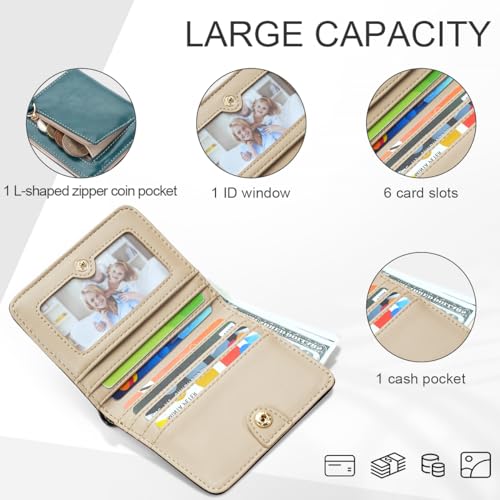 APHISON Womens Wallet, Slim Small Wallet for Women RFID Wallet Women Sunflower Leather ID Credit Card Holder whit Zipper Coin Pocket Bifold Compact Wallet - Image 2
