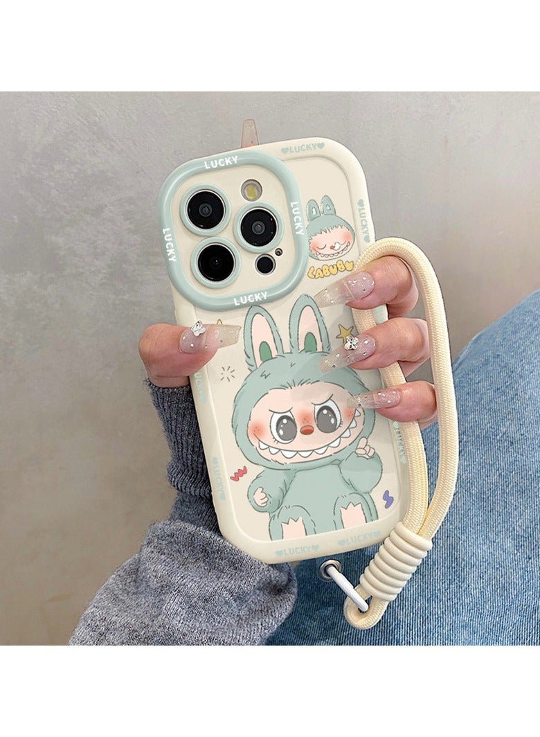 general Super cute labubu lanyard phone case! Suitable for iPhone 16 Pro Max/15 Pro Max, Cute shape + Anti-Shock Soft Case + Portable Lanyard - Image 2