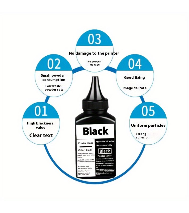 Replacement Toner Refill 100g For Laser Printer High Yield Toner Powder Easy Pour Clear Prints 3000 Pages - Image 4