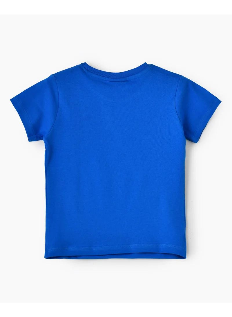 SONIC Sonic The Hedgehog Cotton Blue Half Sleeve Round Neck Printed T-shirt For Boys