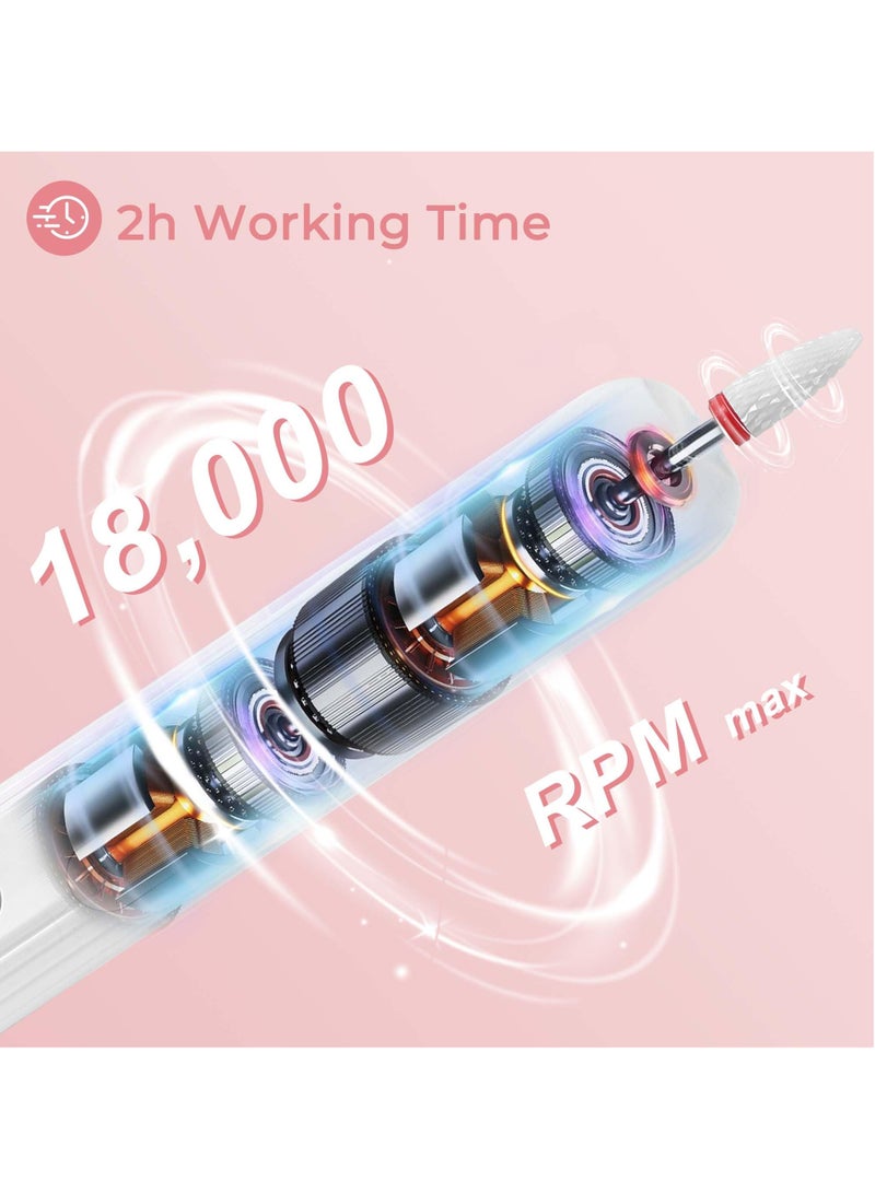 KASTWAVE Portable Wireless Electric Nail Drill, Professional Acrylic Nail Drill Machine for Gel, Professional Nail Drill Machine Kit, USB Electric Nail File Efile Set,Manicure Pedicure Nail Tools - Image 4