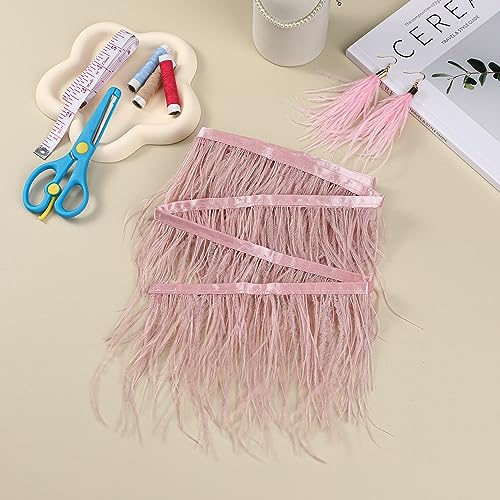 Soarer Pink Feathers Fringe Trim - 2Yards 5-7inch Ostrich Feathers Ribbons for DIY Sewing Clothing,Jewelry,Wedding,Home Party(Lotus Pink) - Image 4