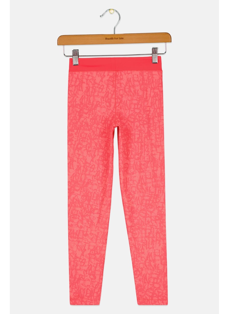 asics Kids Girl Printed Pull On Running Leggings, Pink Combo - Image 4