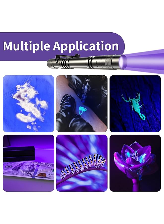 X spring UV Black Light Flashlight 2 Pack 395nm Mini Pen Light with Clip Waterproof Ultraviolet Flashlight for Leak Pet Urine Scorpion Hotel Inspection Dry Stain and Bed Bug and Etc - Image 2