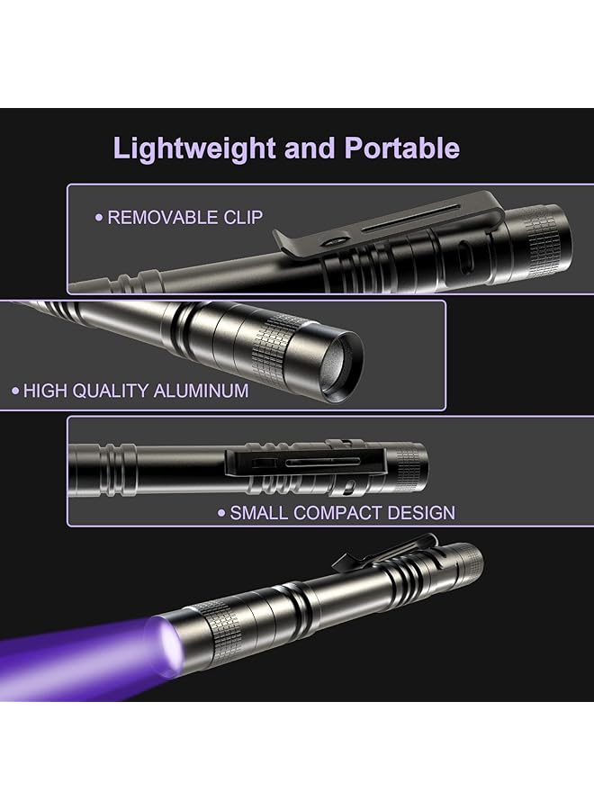 X spring UV Black Light Flashlight 2 Pack 395nm Mini Pen Light with Clip Waterproof Ultraviolet Flashlight for Leak Pet Urine Scorpion Hotel Inspection Dry Stain and Bed Bug and Etc - Image 3