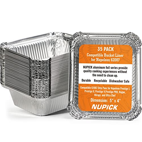 NUPICK 35-Pack 62007 Drip Pans Compatible for Napoleon Prestige I, Prestige II, Prestige V, Prestige PRO, Rogue, Mirage, and Ultra Chef Grills, Grill Replacement Grease Trays - Image 1