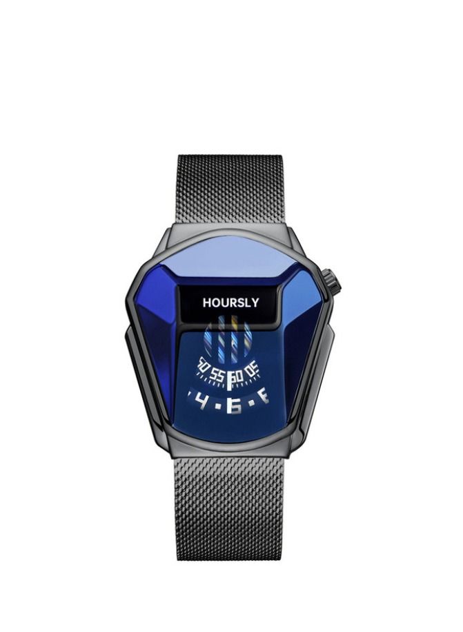هاورسلي ترف كل ساعة تريند كول ساعة معصم شبكة تقنية الفولاذ المقاوم للصدأ موضة كوارتز ساعة - Image 1