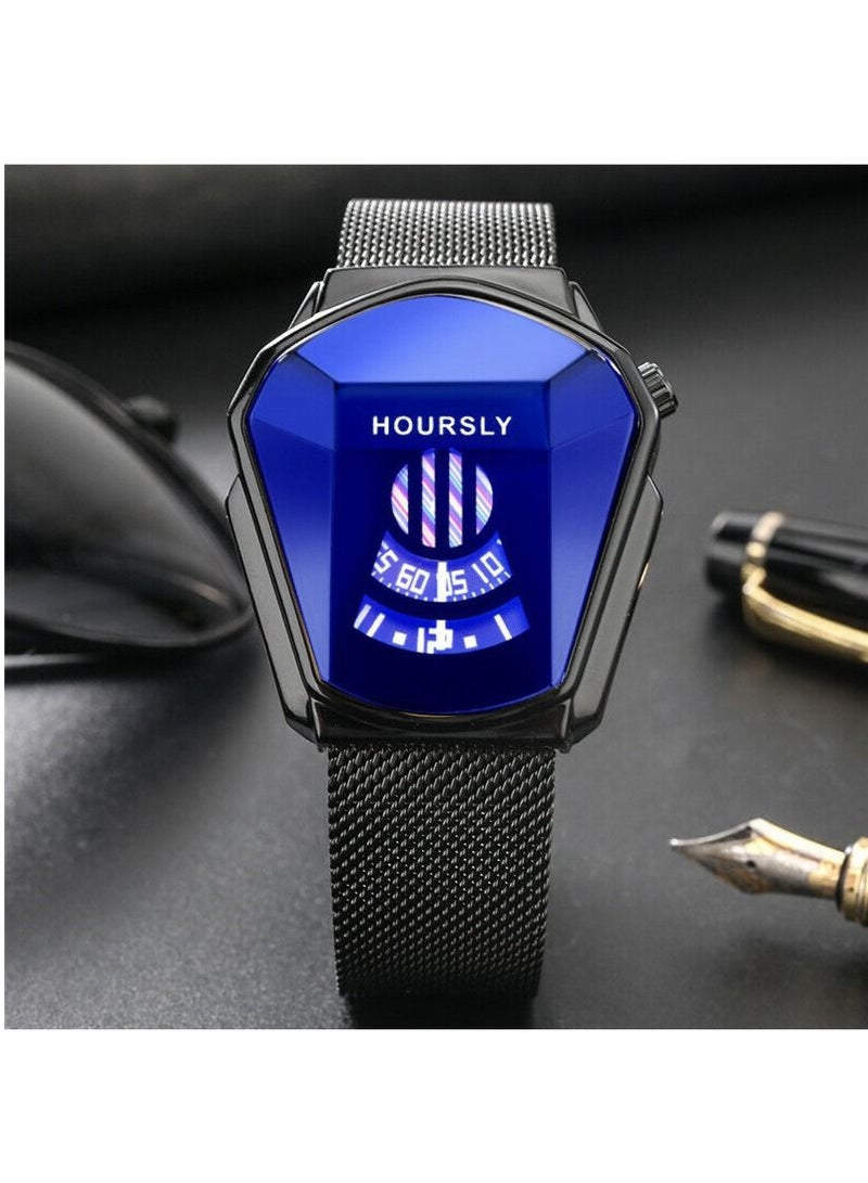 هاورسلي ترف كل ساعة تريند كول ساعة معصم شبكة تقنية الفولاذ المقاوم للصدأ موضة كوارتز ساعة - Image 2
