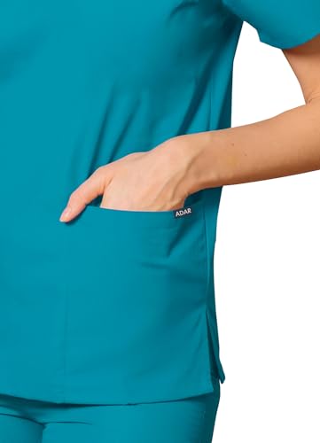 Adar Uniforms, Universal Unisex Scrubs - Unisex Drawstring Scrub Set - 701 - Teal Blue - S - Image 3