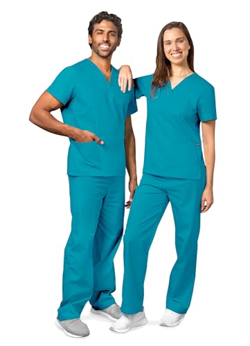 Adar Uniforms, Universal Unisex Scrubs - Unisex Drawstring Scrub Set - 701 - Teal Blue - S - Image 5