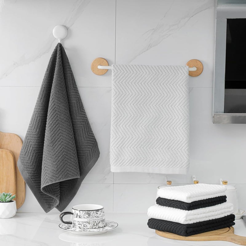 QAJ 100% Cotton Kitchen Towels and Dishcloths Set, Pack of 8 Super Absorbent 16" x 25" Kitchen Towels and 13" x 13" Dish Cloths (400 GSM) - Image 4