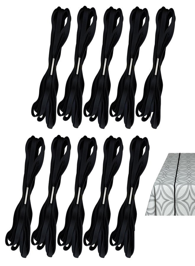 MARRTEUM Table Bungees Tablecloth Strap Bands, 10 Pieces Black Elastic Windproof Band Cords to Hold Down Table Cloth for Outdoor, Kitchen, Picnic Camping, Wedding Party - Image 1