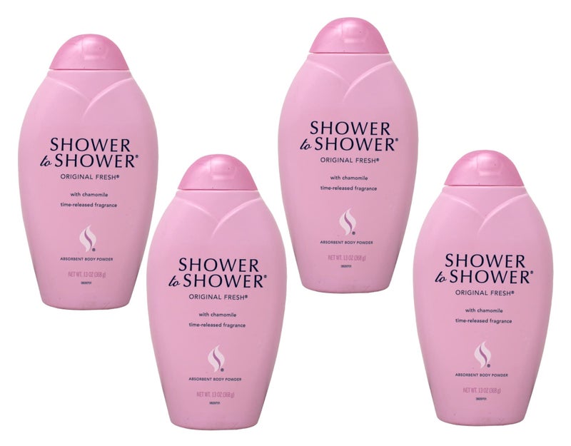 Shower to Shower Absorbent Body Powder Original Fresh with Chamomile 13Ounce Bottles Pack of 4
