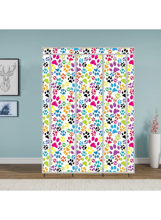 Whitecloud TRANSFORMING HOMES® Printed Collapsible Wardrobe Almira for Clothes, 2 Hanging Space, 8 Shelves, 1 Side Pocket Non-Woven Fabric 100 GSM (3000-1 Dog Blue) - Image 3