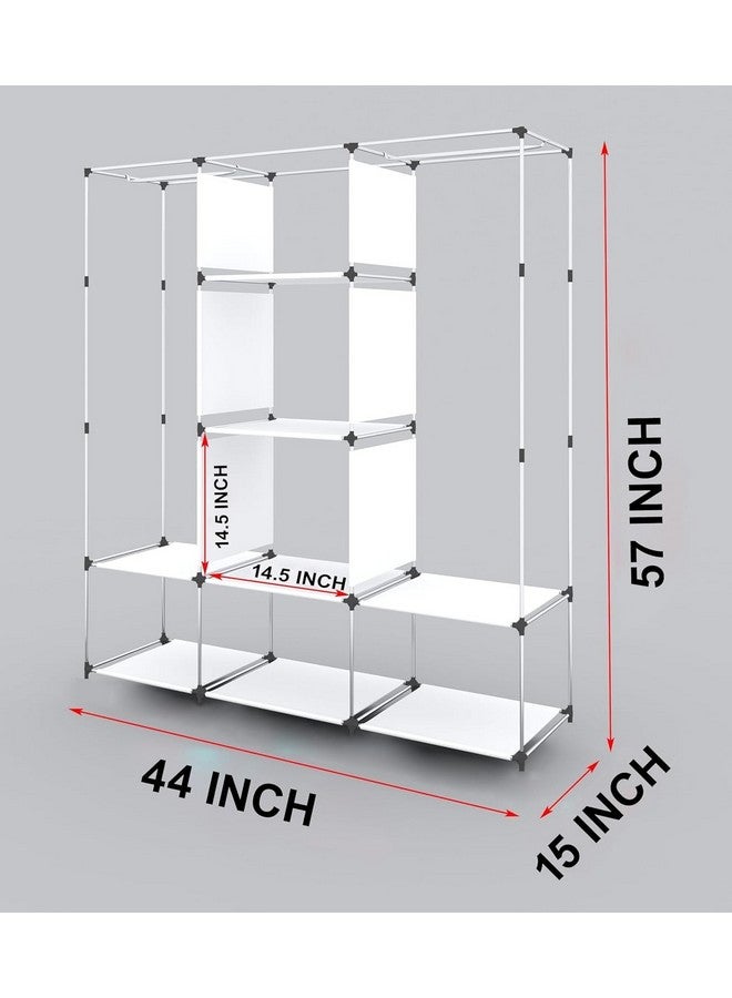 Whitecloud TRANSFORMING HOMES® Printed Collapsible Wardrobe Almira for Clothes, 2 Hanging Space, 8 Shelves, 1 Side Pocket Non-Woven Fabric 100 GSM (3000-1 Dog Blue) - Image 4