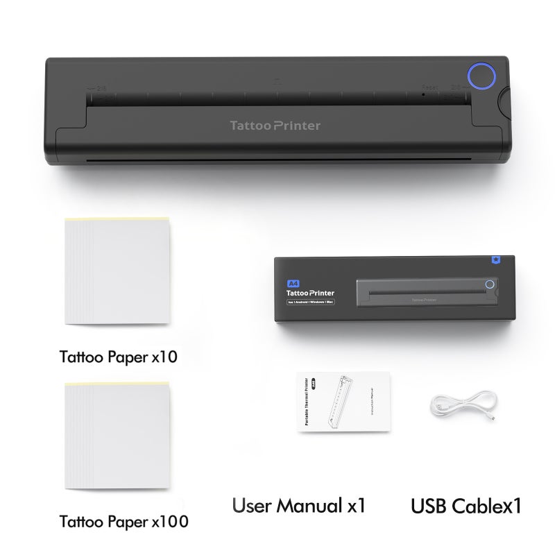 A46Tattoo Printer Tattoo Thermal Printer Thermal Ink Free Portable A4 Bluetooth Wireless Usb - Image 1