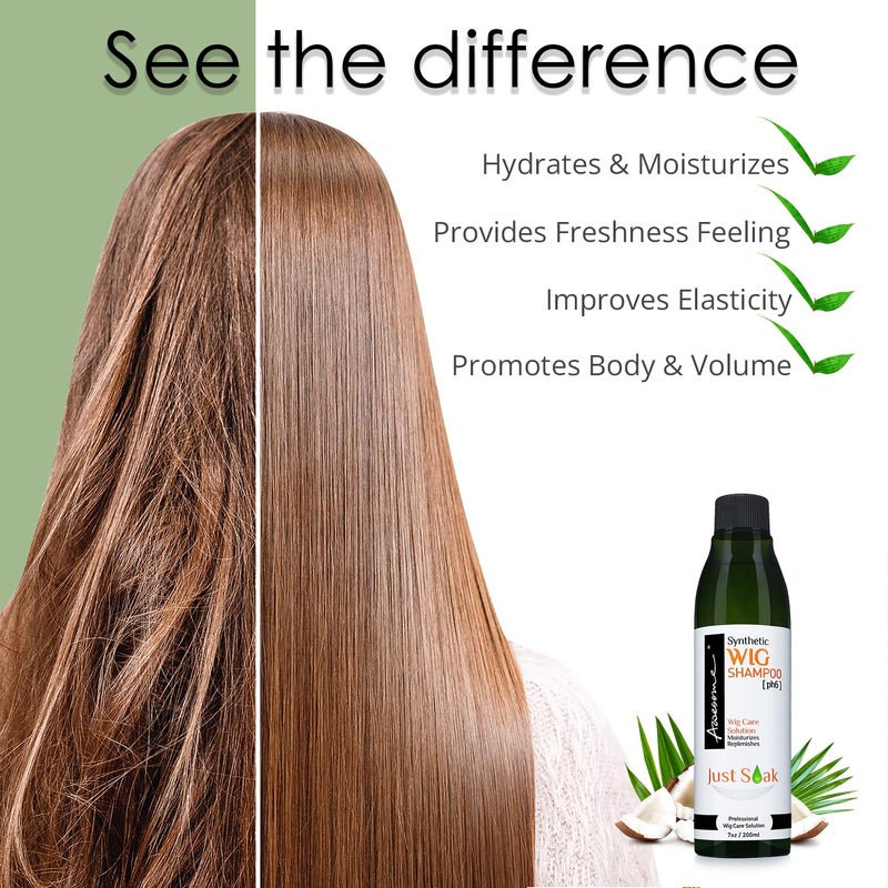 Awesome Synthetic Wig Shampoo, pH6, Detangle and Anti-Frizz, Adds Body & Volume, Hydrates & Moisturizes, Promotes Silkiness & Shine, Easy Combing, Contains Coconut Oil,7 fl oz - Image 5