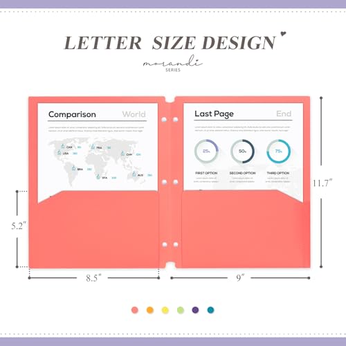 H4D Plastic Folders with 2 Pockets, Fit for 3 Ring Binder, Letter Size, Primary Colors, 6 Pack - Image 2