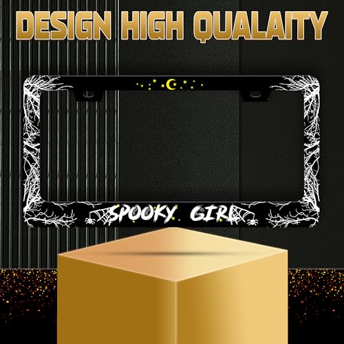 Omw2fyb Personalise Spooky Girl License Plate Frame Gothic License Plate Frames Car Universal Stainless Steel Accessories Cars Decor with 2 Holes and Screws Fits Standard Us Vehicles Size 12.2 X 6 Inches - Image 5