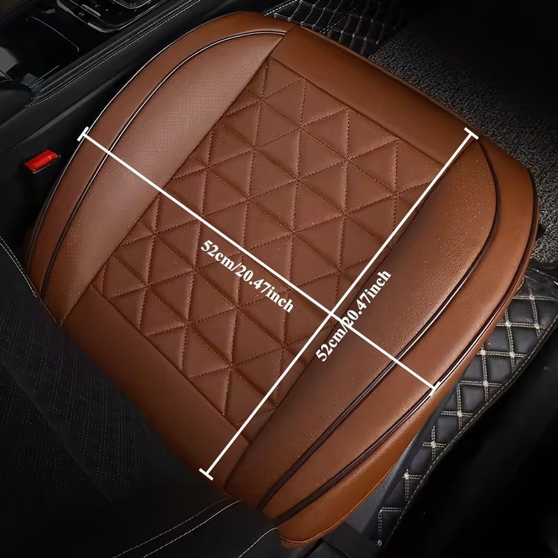 1 Luxury Faux Leather Car Seat Cover with Diamond Stitching Waterproof Breathable Anti Slip Scratch Resistant Front Cushion for Cars SUVs Trucks Brown - Image 2
